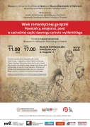 Grafika promująca wykład Ł. Gieruszczaka w Muzeum w Myślenicach